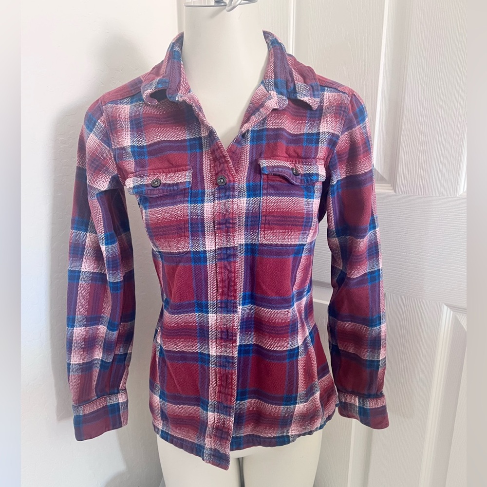 Patagonia Womens Multicolor Plaid Cotton Pockets Collared Button-Up Shirt Size 2